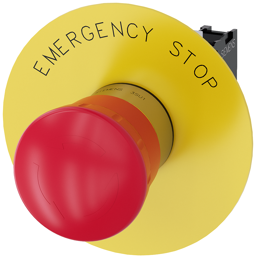 E-STOP P/B ø22M 1NC ø40 RD ROT LABEL SCR