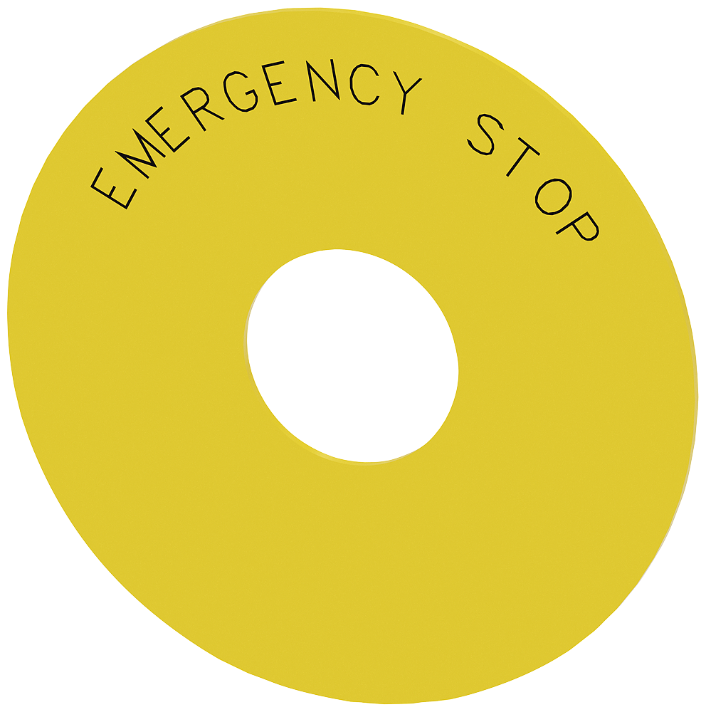 LABEL PLATE ø75ø23 SELF-ADH YE - E-STOP